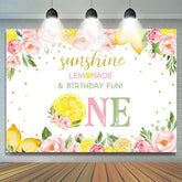 Toile de fond de fête d'anniversaire de fruits d'été Foral rose citron